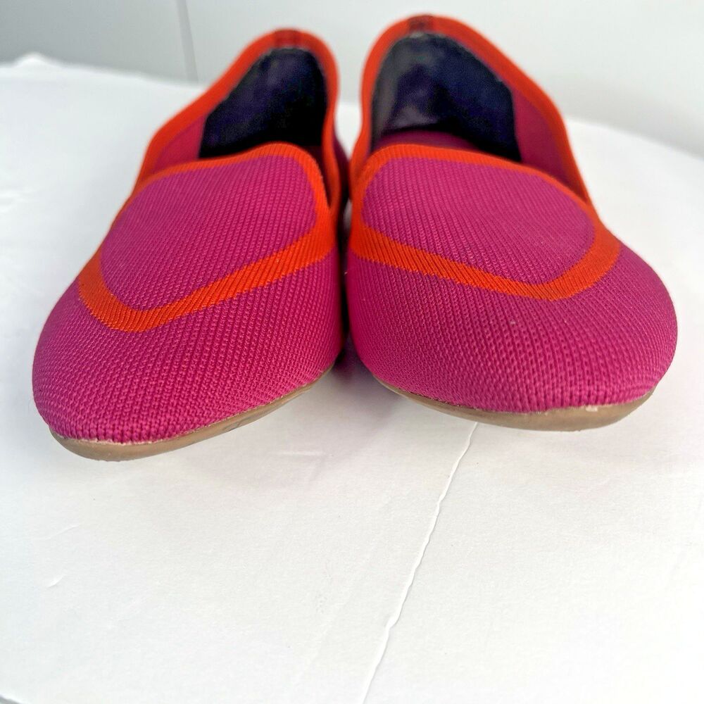 Birdies Blackbird Two Tone Slip On Flats Pink Orange Stretch Washable Size 10 - Picture 5 of 14